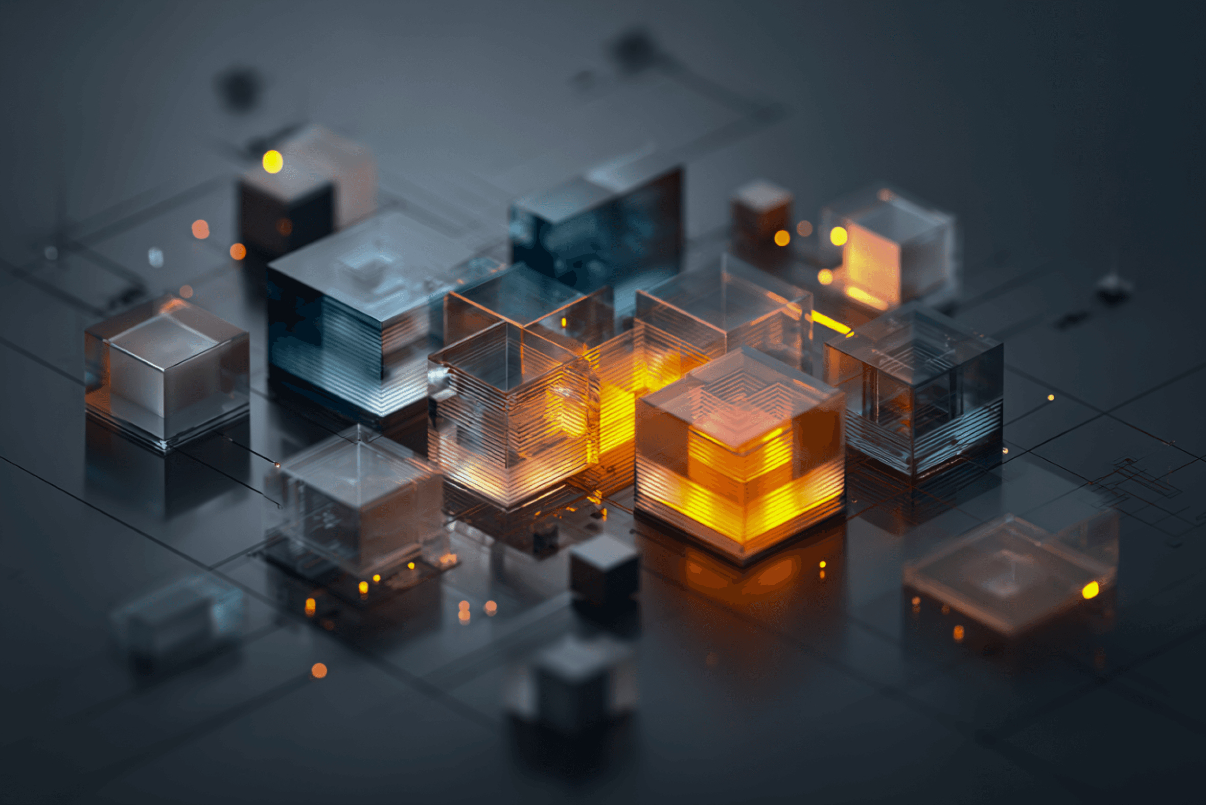 Glass layers with orange glow representing USB beyond digital dollars