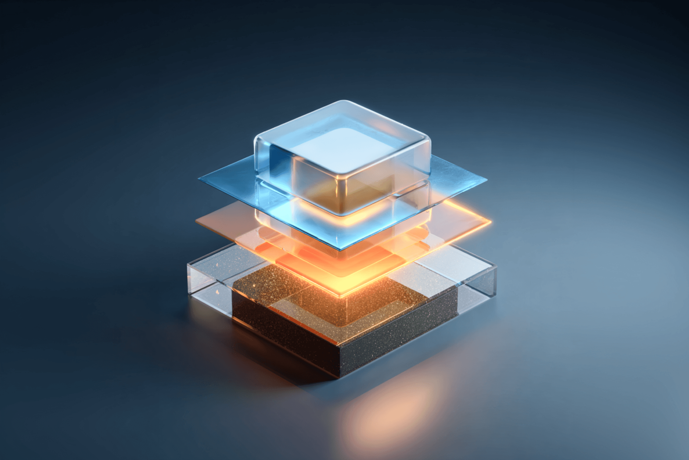 Layered glass cube representing overcollateralized stability
